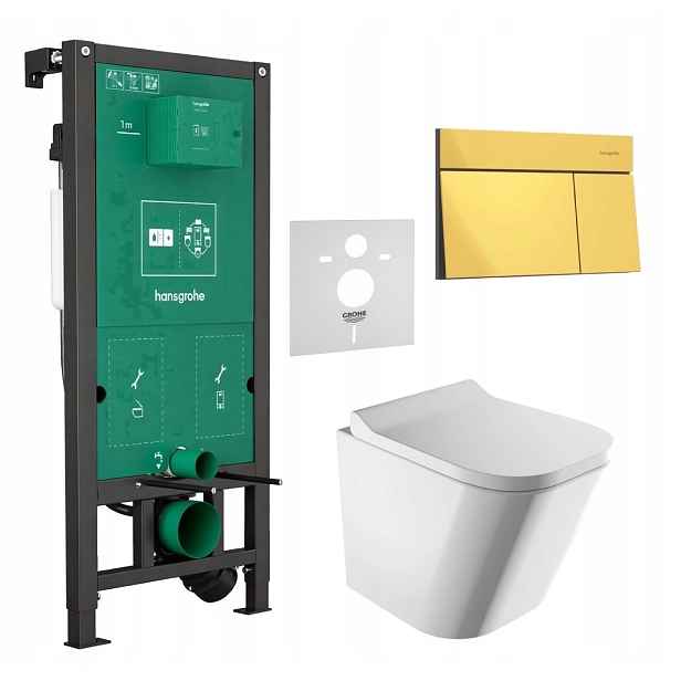 7v1 Sada Wc Stelaz Hansgrohe iFrame Wc Mísa Rim Omnires Tlačítko