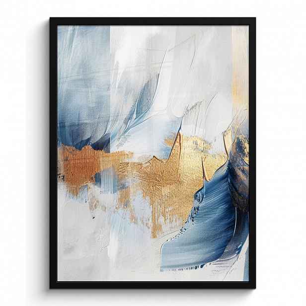 MuchoWow PLAKÁT V RÁMU Zlatá - modrá - akvarel - umění - moderní 60x80 cm
