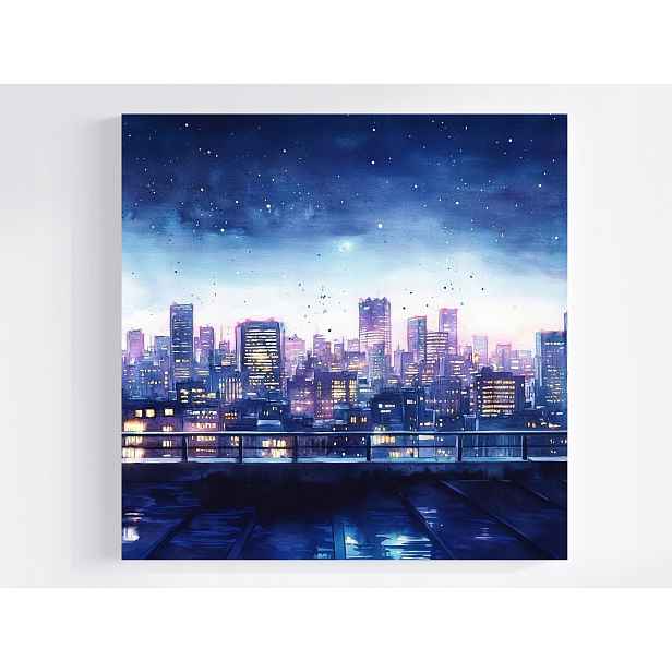 Obraz Na Plátně Canvas Pohled Na Město Panorama Mrakodrapy Terasa Večer 50x50