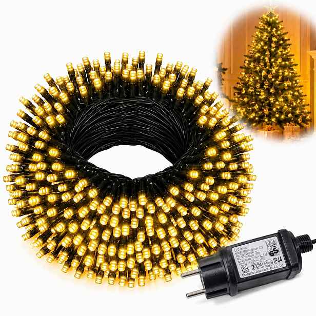 Vánoční Osvětlení Na Stromeček Led 30 M 300 Led Teplá Bílá Prodlužovací Kabel 3 M