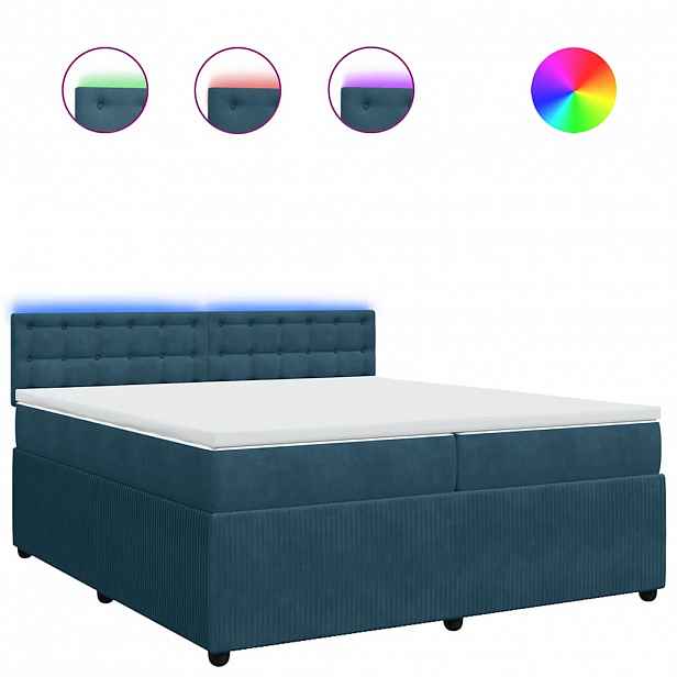 vidaXL Box spring postel s matrací modrá 200 x 200 cm samet