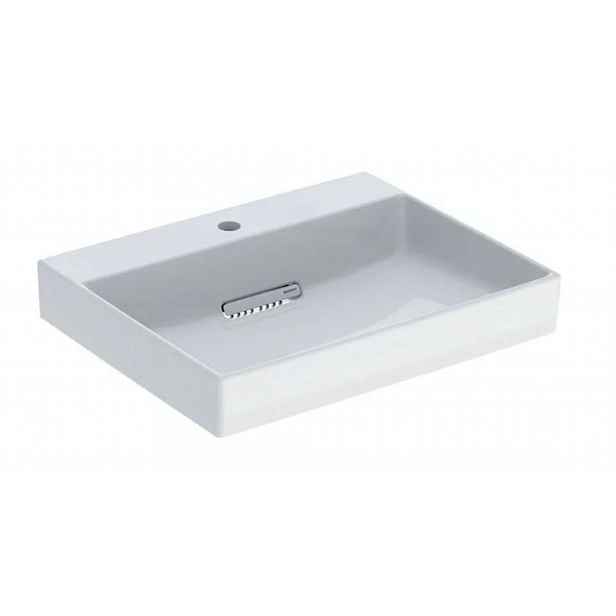 Geberit ONE - Umyvadlo 60x48x14 cm, skrytý přepad, s otvorem pro baterii, vodorovný odtok, KeraTect, bílá 505.034.00.1