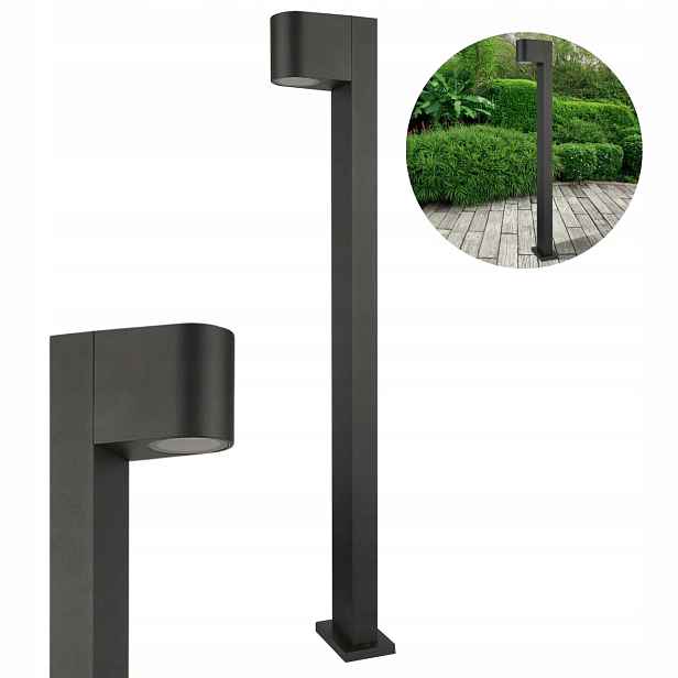 Zahradní sloupek 80 cm, černý s oválným stínidlem Boston Goldlux