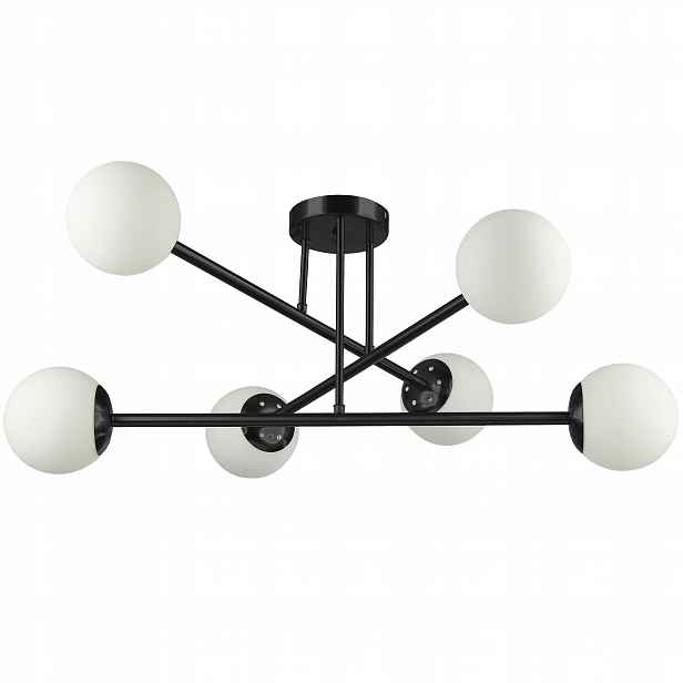 Závěsná Stropní Lampa Skleněná 6xE27 Lustr Loft koule 74 cm černá