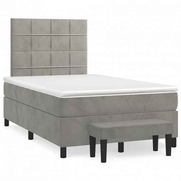vidaXL Box spring postel s matrací světle šedá 120 x 200 cm samet