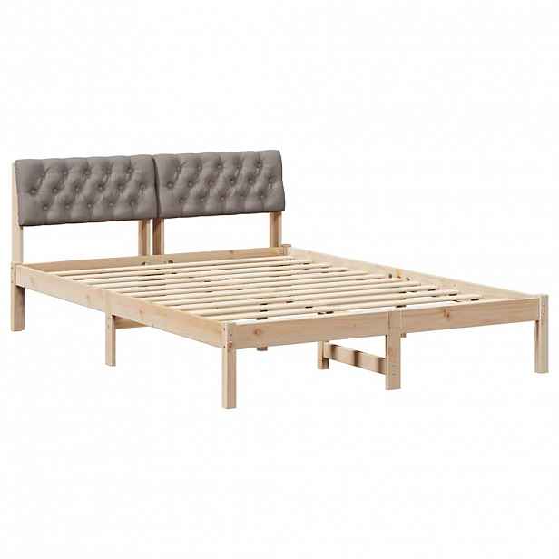 vidaXL Rám postele Hnědá a taupe 140 x 200 cm Masivní borovicové dřevo