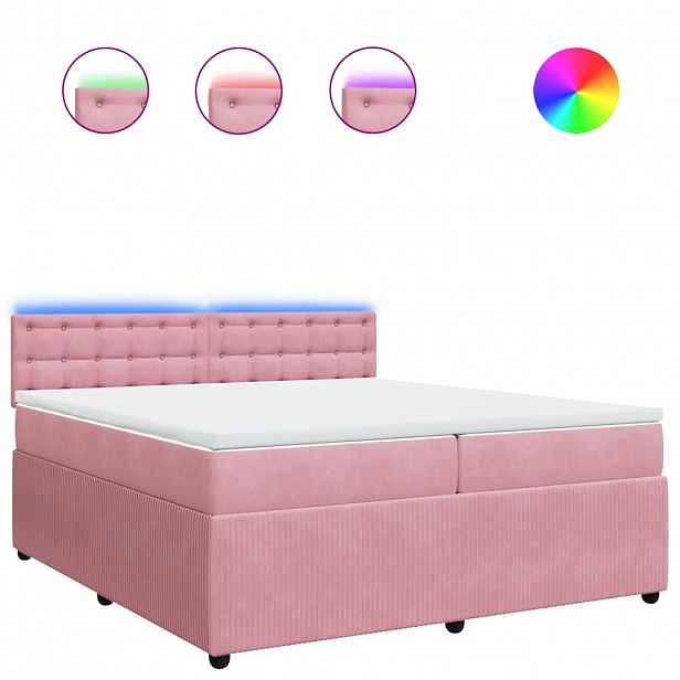 vidaXL Box spring postel s matrací růžová 200x200 cm samet