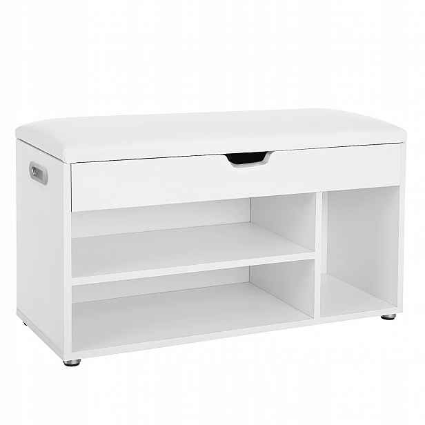 Botník s sedákem, bílá, předsíň 80 cm