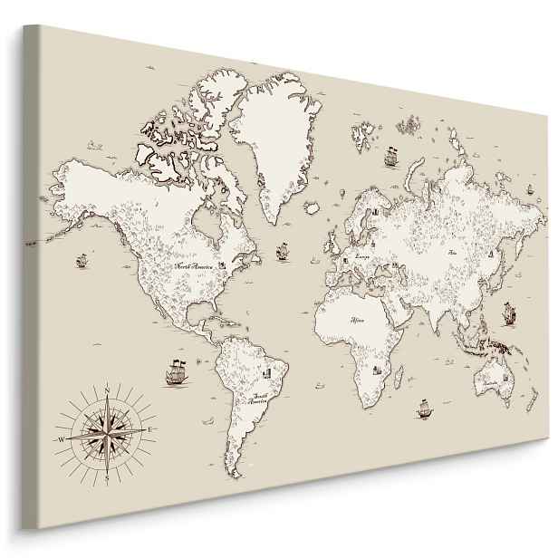 MyBestHome BOX Plátno Stará Mapa Světa II. Varianta: 120x80