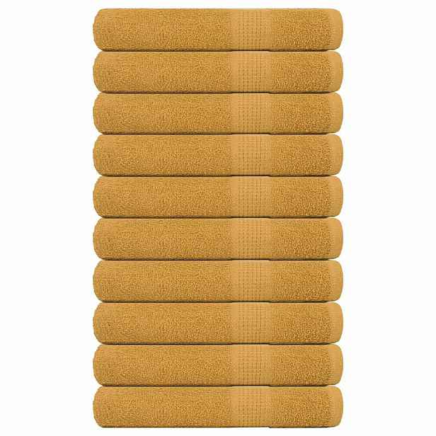 vidaXL Saunové osušky FROGN 10 ks zlaté 80x200 cm 360 g/m²