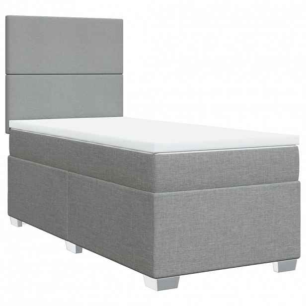 vidaXL Box spring postel s matrací světle šedá 80 x 200 cm textil