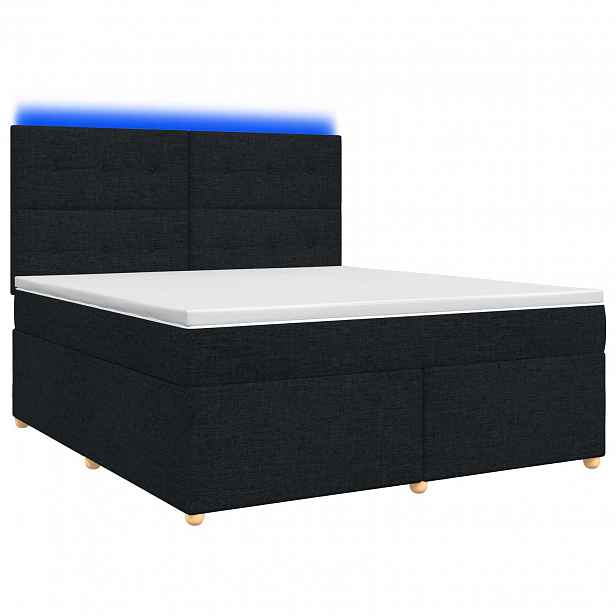 vidaXL Postel boxspring s matrací s čelo Černá 140 x 190 cm Textil