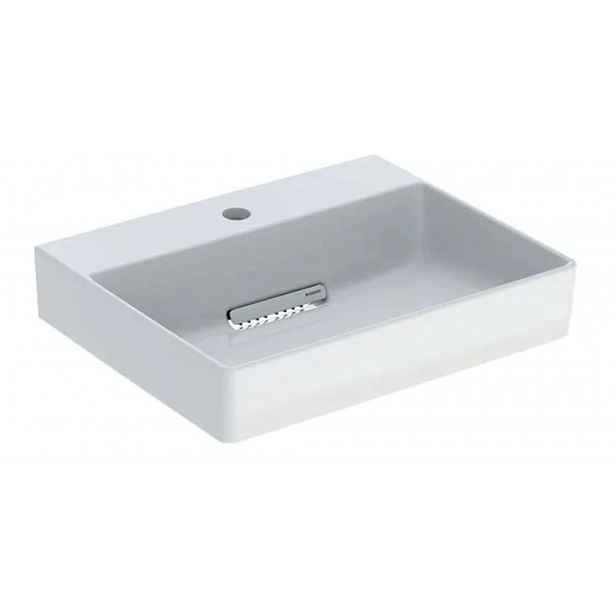 Geberit ONE - Umyvadlo 50x41x14 cm, skrytý přepad, s otvorem pro baterii, vodorovný odtok, KeraTect, bílá 505.019.00.1
