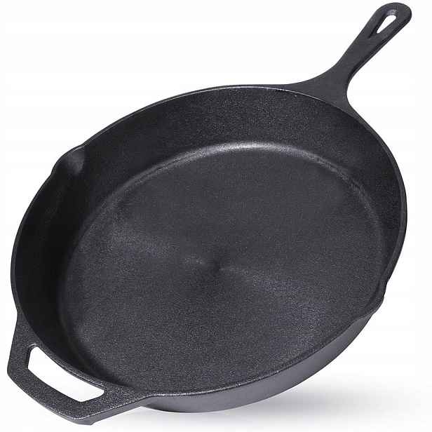 Litinová pánev 30 cm na indukci, gril, trouba černá