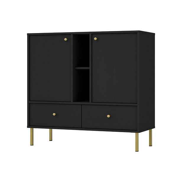 MASSENO KOMODA TORINO, 100/95/41 cm s 2 zásuvkami a 2 dvířky, grafitová