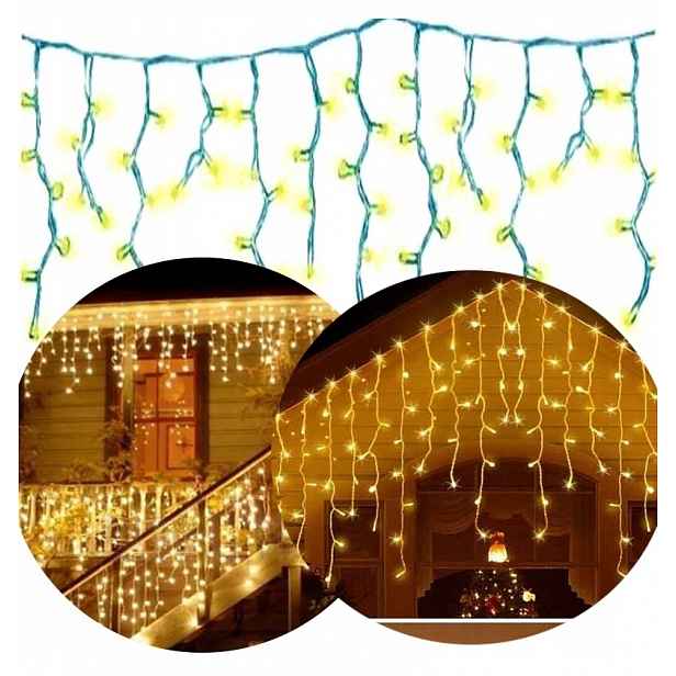 Vánoční Rampouchy 500 Led Bílé Teplé Světýlka Záclona