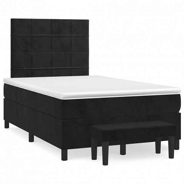 vidaXL Box spring postel s matrací černá 120 x 200 cm samet