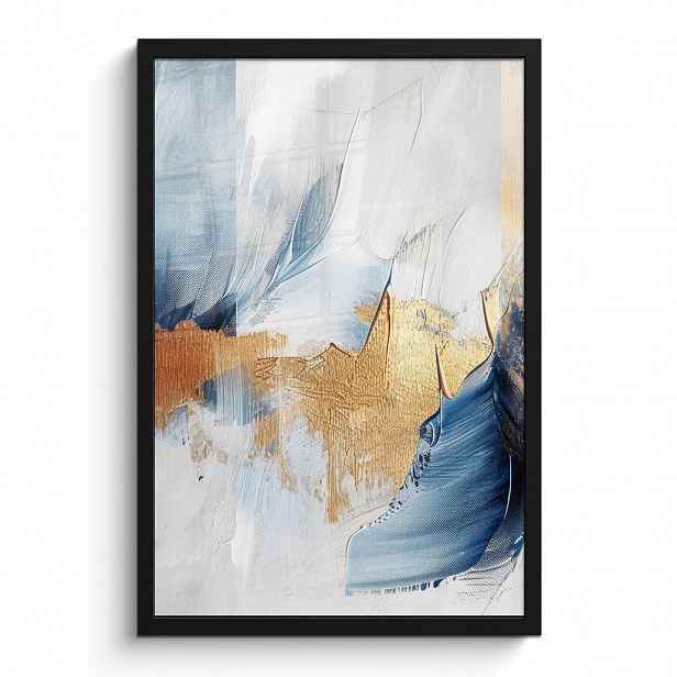 MuchoWow PLAKÁT V RÁMU Zlatá - modrá - akvarel - umění - moderní 40x60 cm