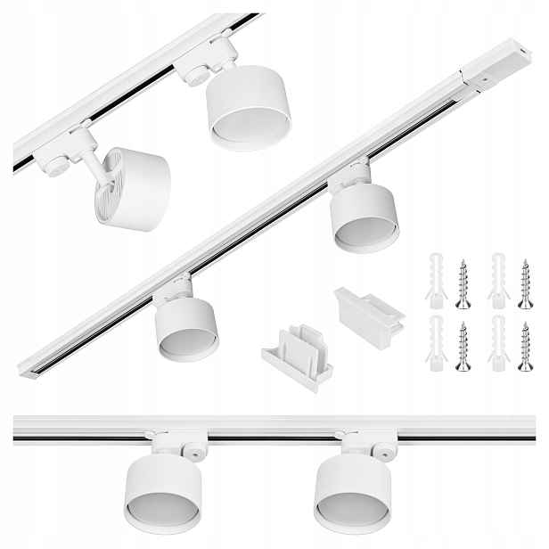 Sada kolejnicová lišta 1 m 2x lampa GX53 Led kolejnicové osvětlení Bílá