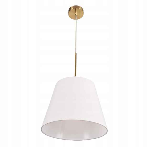 Závěsná lampa Polux, bílá, zlatá, kuželová, kulatá, 30 cm nad stůl