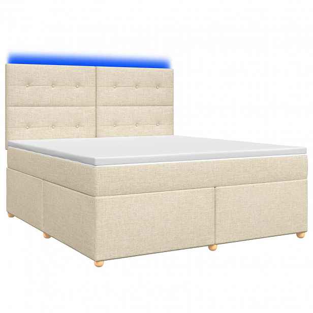 vidaXL Postel boxspring s matrací s čelo Krémová 140 x 190 cm Textil