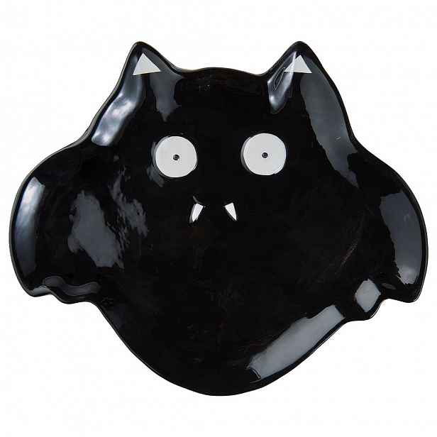 HALLOWEEN Dekorační talíř netopýr 26 cm - černá