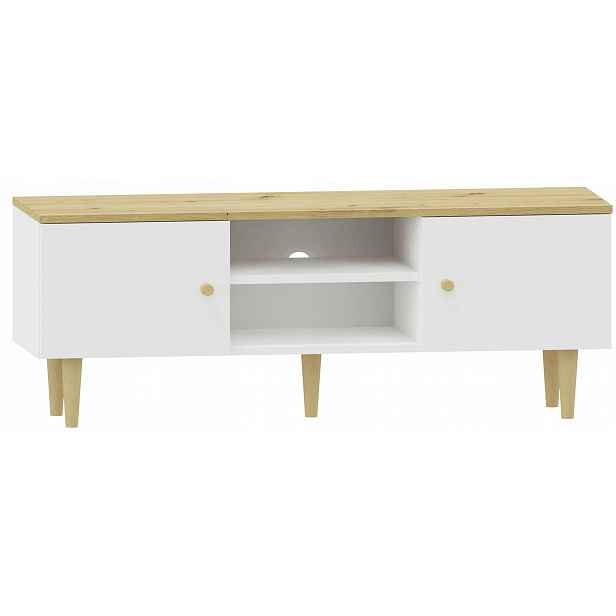 Skříňka Rtv stolek Range 120 2DO artisan-bílá komoda, regál, Tv deska