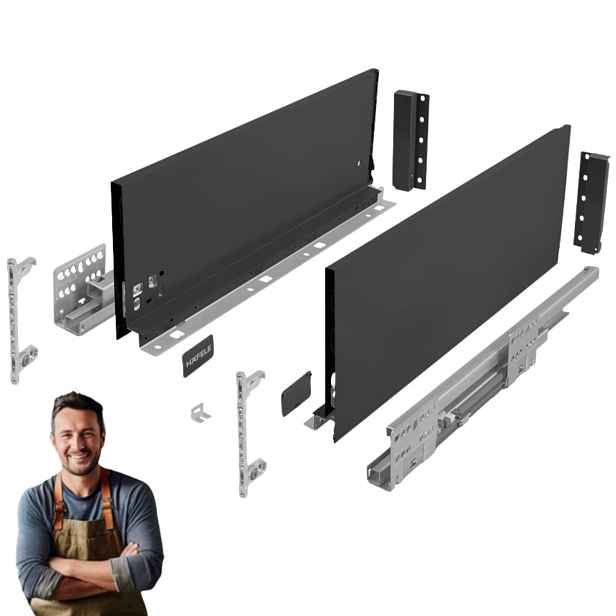 Šuplík Hafele Matrix Slim 400 mm H-167 35 kg 514.14.223 Tenká Antracit
