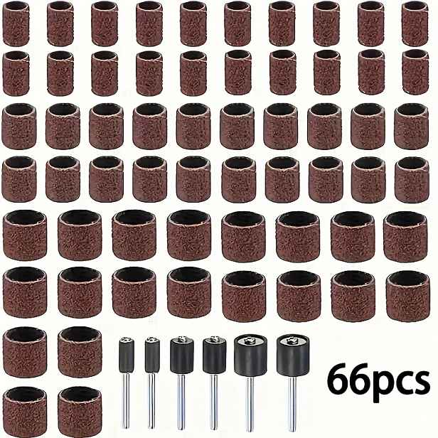 TEMU Sada brusných kotoučů 21/66 ks pro vrtačku a elektrickou vrtačku, včetně gumového kotoučového držáku, sada brusných pásek 3,17 mm – pro
