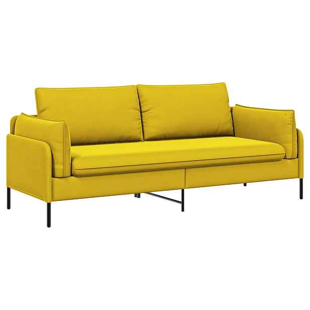 vidaXL 3-místné sofa Pro 3 osobu Žlutá 222 x 81 x 89 cm Samet