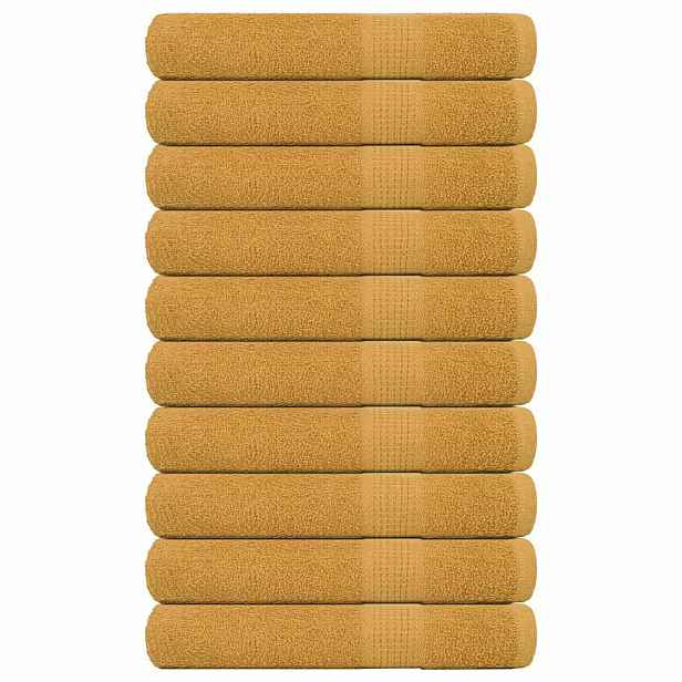 vidaXL Ručníky FROGN 10 ks zlaté 100x200 cm 360 g/m²