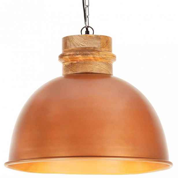Závěsná lampa měděná / mangovníkové dřevo Dekorhome 50 cm
