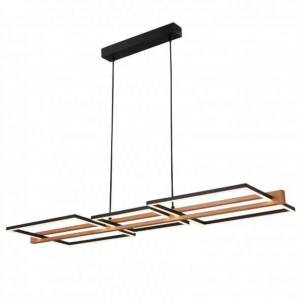 Závěsná Led stropní lampa 36W 4300lm stmívatelná, dřevo, černá nad stůl