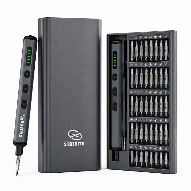 Elektrický přesný šroubovák 70v1 Strebito Sada 64 bitů Usb-c Led