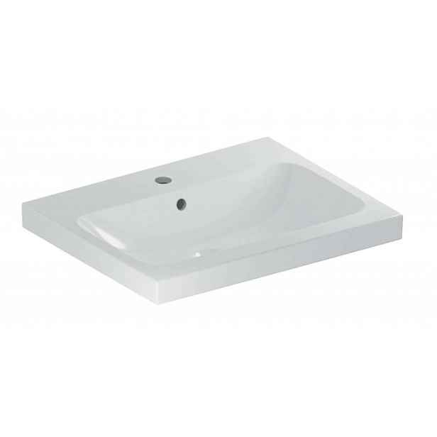 Geberit iCon - Umyvadlo 60x48x16 cm, s přepadem, s otvorem pro baterii, bílá 501.834.00.1
