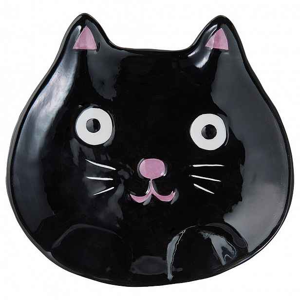 HALLOWEEN Dekorační talíř kočka 16 cm - černá