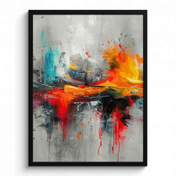 MuchoWow PLAKÁT V RÁMU Moderní umění - Oranžová - Šedá - Abstraktní 60x80 cm