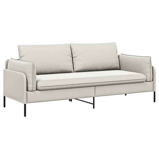 vidaXL 3-místné sofa Krémová 222 x 81 x 89 cm Samet