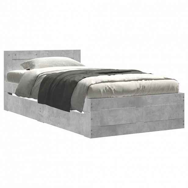 vidaXL Rám postele s čelem betonově šedý 75 x 190 cm kompozitní dřevo