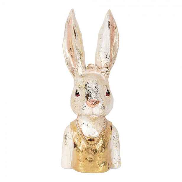 Dekorace busta králík se zlatým třpytem - 12*12*29 cm Clayre & Eef