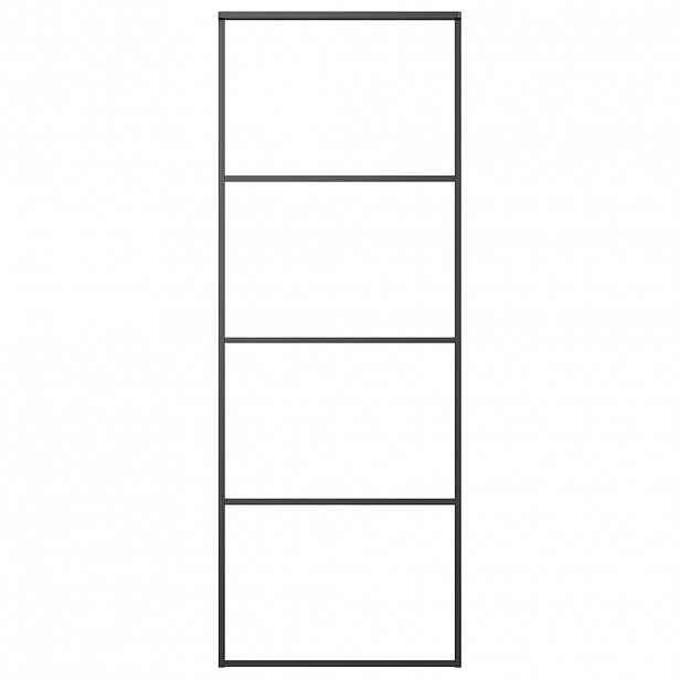 vidaXL Posuvné dveře hliník a ESG sklo 76 x 205 cm černé