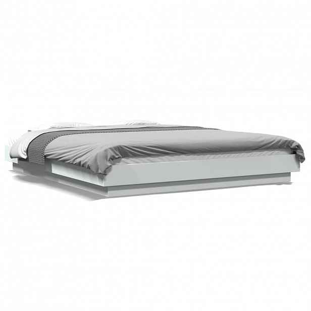 vidaXL Rám postele s LED osvětlením bílý 160 x 200 cm kompozitní dřevo