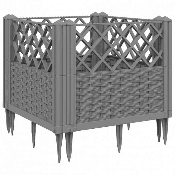 vidaXL Zahradní truhlík s kolíky světle šedý 43,5 x 43,5 x 43,5 cm PP