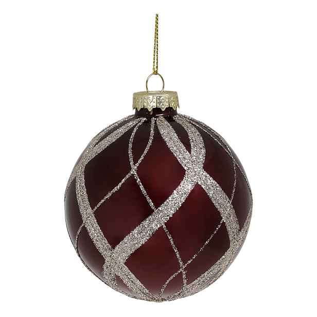 Vínová skleněná vánoční ozdoba Chic Bauble – Ø 8 cm Chic Antique
