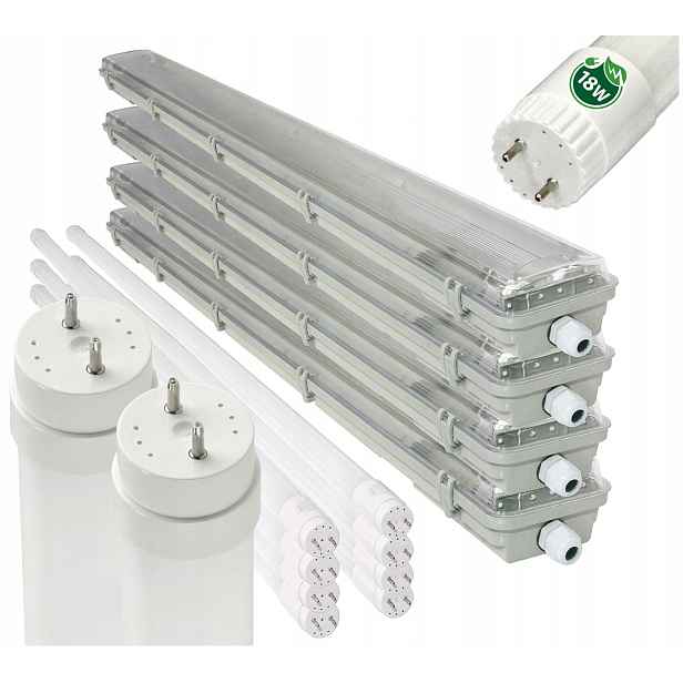 Led lampa 36W 120 cm Hermertická stropní lampa do garáže tuby Sada