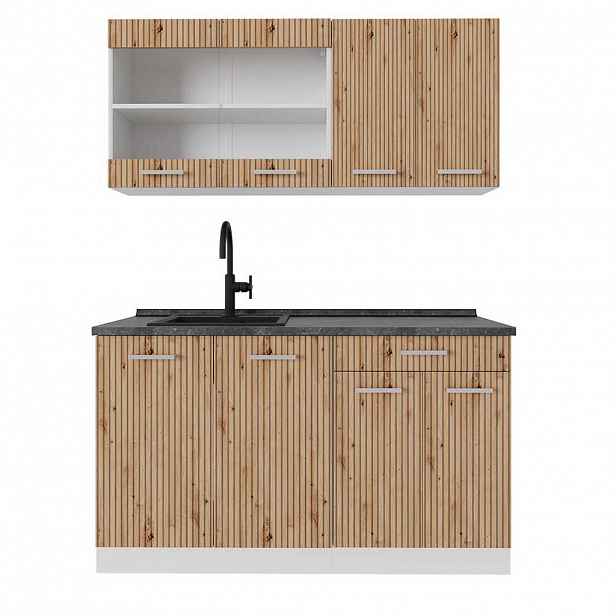 Vicco JEDNOTKOVÁ KUCHYNĚ R-Line Řemeslný dub 140 cm , PD Antracit