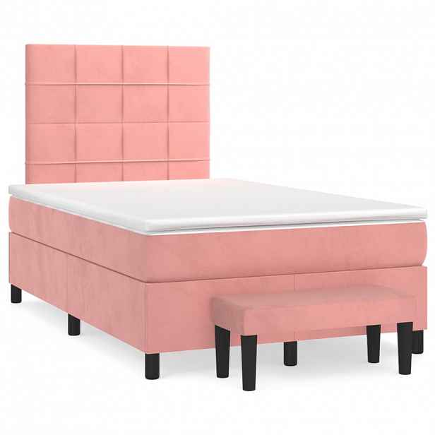 vidaXL Box spring postel s matrací růžová 120 x 200 cm samet