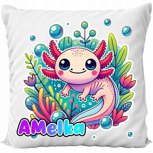 Polštář Bílý Sladká Zvířátka Axolotl Axel Dárek Jméno