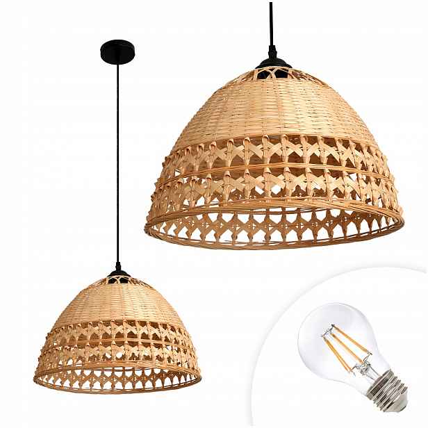 Sada Pletená závěsná stropní lampa Boho žárovka 7W E27 Teplá Barva