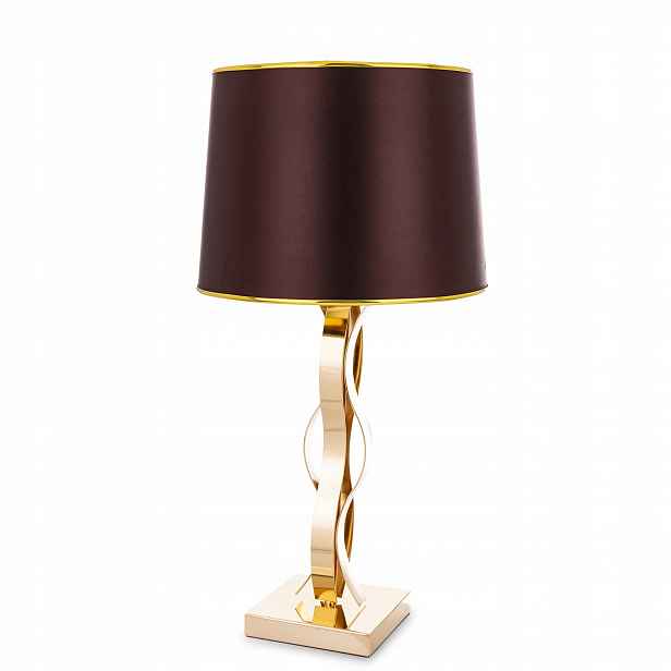 Stolní lampa, dekorace glamour, hnědá, se zlatým stínítkem, moderní lampa